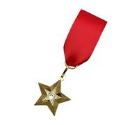 Traditional Forces Five Pointed Star Badge Pin with Red Ribbon Strong Metal Commemorative Item for Men Cold War Lapel Pin