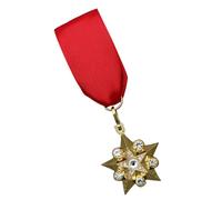 Traditional Forces Five Pointed Star Badge Pin with Red Ribbon Strong Metal Commemorative Item for Men Historical Force Pin