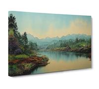 Traditional Forest River Canvas Print | Gallery Wrapped 30mm Frame Wall Art | 30x20 inches | Ready to Hang | Classic Landscape Picture | Living Room Bedroom Lounge Office