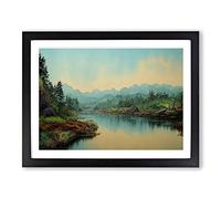 Traditional Forest River Framed Print | A2 Black Framed Wall Art | Ready to Hang | Classic Landscape Picture | Living Room Bedroom Lounge Office