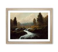 Traditional Forest Stream H1022 Framed Print for Living Room Bedroom Home Office Décor, Wall Art Picture Ready to Hang, Oak A4 Frame (34 x 25 cm)
