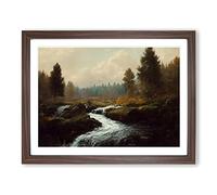Traditional Forest Stream H1022 Framed Print for Living Room Bedroom Home Office Décor, Wall Art Picture Ready to Hang, Walnut A2 Frame (64 x 46 cm)