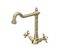 Balterley Kitchen Tap with Dual Crosshead Handles, Mono Kitchen Mixer Tap, Brushed Brass Mono Mixer Taps for Sink, French Classic Design Taps for Sink - 190 x 230 x 240mm (Brushed Brass)