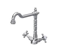 Balterley Kitchen Tap with Dual Crosshead Handles, Mono Kitchen Mixer Tap, Brushed Nickel Mono Mixer Taps for Sink, French Classic Design Taps for Sink - 190 x 230 x 240mm (Brushed Nickel)