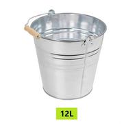 Traditional Galvanised Strong Steel Metal Small Large Bucket With Wooden Handle 12L Bucket