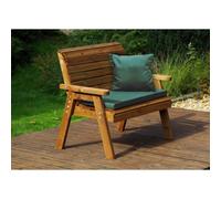 Traditional Garden Bench by Charles Taylor - 2 Seats Green Cushions