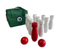 Traditional Wooden Garden Skittles Game Set - 10 Skittles, 2 Balls, Canvas Holdall - Outdoor Lawn Game for Family Gatherings, Parties, and Barbecues