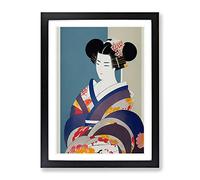 Traditional Geisha Framed Wall Art Print A2 Black | Ready to Hang, Premium Gi Paper, Fade-Resistant Inks, Securely Packaged, UK Made