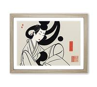Traditional Geisha H1022 Framed Print for Living Room Bedroom Home Office Décor, Wall Art Picture Ready to Hang, Oak A4 Frame (34 x 25 cm)