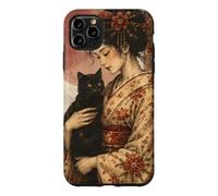 Traditional Geisha with Black Cat and Torii Gate Vintage Art Case for iPhone 11 Pro Max