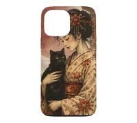 Traditional Geisha with Black Cat and Torii Gate Vintage Art Case for iPhone 13 Pro Max