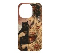 Traditional Geisha with Black Cat and Torii Gate Vintage Art Case for iPhone 14 Pro