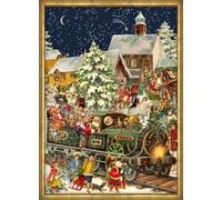 Traditional German large 355x265 Advent calendar - glitter & translucent windows