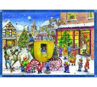 Traditional German large 355x265 Advent calendar - glitter & translucent windows