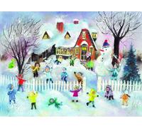Traditional German large 355x265 Advent calendar - glitter & translucent windows