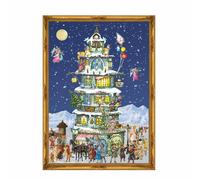 Traditional German large 355x265 Advent calendar - glitter & translucent windows
