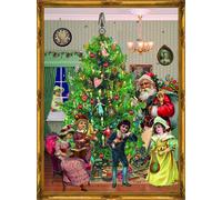 Traditional German large 355x265 Advent calendar - glitter & translucent windows