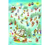 Traditional German large 355x265 Advent calendar - glitter & translucent windows
