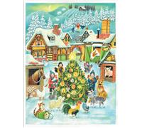 Traditional German large 355x265 Advent calendar - glitter & translucent windows