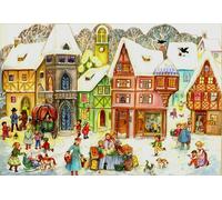 Traditional German large 355x265 Advent calendar - glitter & translucent windows