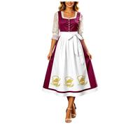 Traditional German Outfit For Festivals Dirndlkleid Damen Trachtenkleid Modern Dirndl Mit Bierdruck Dirndlschürze Elegant Trachtenmode Kleid Oktoberfe Ladies Fancy Dress (XXXXL)