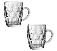 Traditional Glass Pint Tankards CE - Set of 2 | Also known as Dimpled Beer Tankard, Britannia Pint Mug, Beer Stein, Beer Mug