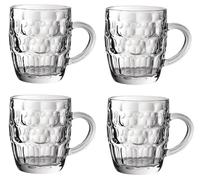 Traditional Glass Pint TankardsCE Marked - Set of 4 Known as Dimpled Beer Tankard, Britannia Pint Mug, Beer Stein, Beer Mug