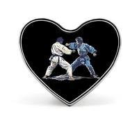 Traditional Gokyo of Kodokan Judo Printed Heart Badge Brooch Pins Funny Lapel Tie Pin Button Decoration for Men Women