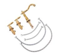 Traditional Gold 3 Hole Bathroom Vanity Faucet with 2 Handles | Copper and Ceramic Build, Polished Finish Resists Spots and Prints, Retro Curved Silhouette for Vanity Replacement