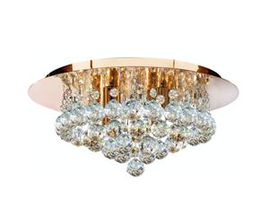 Traditional Gold Crystal Flush 4 Light With Round Drops