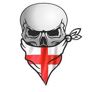 Traditional Gothic Skull & Face Bandana With England English St Georges Cross Flag External Vinyl Car Sticker Decal 110x85mm