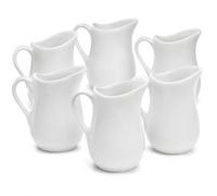 Traditional Gravy Jug (6 Pcs-125ml) - Elegant White Ceramic Serving Jug for Cream Custard Sauces - Perfect Jug for Christmas Weddings Roast Dinner Tea Restaurants - Dishwasher and Microwave Safe