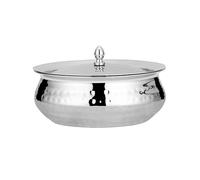 Traditional Hammered Stainless Steel Handi with Lid 17cm/6.75'' Pot Serving Soup Curry Sold by C&S Homestore