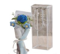 Traditional Hand-Crocheted Bouquet Including Carnation and Rose Forms for Gentle and Harmonious Decor Integration (blue)
