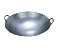 Traditional Hand-Forged Iron Wok Pan with Spoon for Restaurant and Home Cooking