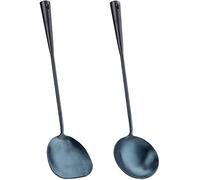 Traditional Hand Made Spatula & Ladle Wok Tool Set,Chinese Iron Ladle & Spatula,15.8in inches Wok Utensils.