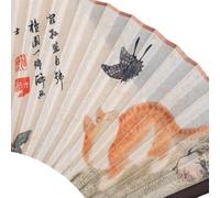 Traditional Hand-Painted Peony Fan, Wide Chiffon Folding Design for Dance and Home Decor, Sturdy Bones and Fade Resistant, White(2)