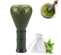 Traditional Handcrafted Japanese-Style Plastic Matcha Whisk, Reusable PP Resin Matcha Whisk, Comes with a 13x18 Mesh Bag, Durable and Resistant to Warping, Tea Set Accessory(Green)