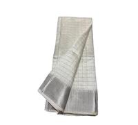 Traditional | Handloom Women's Semi Tussar Silk Silver Check Saree with running blouse piece attached, White, Free size, White, Free size