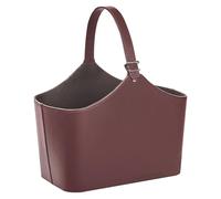 Traditional Handmade Storage Basket with Handles Magazine Rack Faux Leather Brown Elam