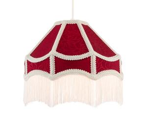 Traditional Handmade Victorian Empire Shade in Floral Print Burgundy Red Jacquard Cloth with Embroidered Trims and Tassels | 30cm x 19cm | Pendant or Lamp Base by Happy Homewares