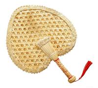 Traditional Handwoven Grain Straw Fan for Summer Use with Lightweight Portable Design and Natural Breathable Material for Personal Cooling Comfort (Heart-shaped Fan)