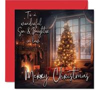 Traditional Happy Christmas Card for Son & Daughter in Law - Merry Christmas to Son & Daughter in law - Happy Xmas Card From Mum Dad, 145mm Single Seasonal Greeting Cards Gift