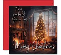 Traditional Happy Christmas Card for Son in Law - Merry Christmas to Son in law - Happy Xmas Card From The Whole Family, 145mm Single Seasonal Greeting Cards Gift