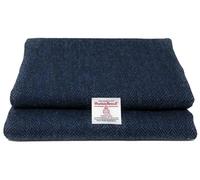 Traditional Harris Tweed Blue and Black Herringbone Fabric, 100cm X 150cm