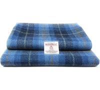 Traditional Harris Tweed Blue Tartan Pure Wool Fabric, 50cm X 75cm