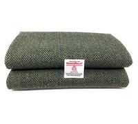 Traditional Harris Tweed Green and Navy Herringbone Fabric 50 x 75cm