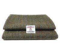 Traditional Harris Tweed Green Herringbone Pure Wool Woven Fabric by The Metre with Authenticity Labels (Green Herringbone, 100 x 150cm)