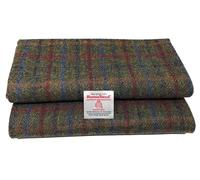 Traditional Harris Tweed Green, Red and Blue Pure Wool Fabric 100cm X 150cm