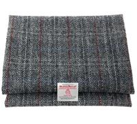 Traditional Harris Tweed Grey with Red Overcheck Tartan Pure Wool Woven Fabric with Authenticity Labels (100cm X 150cm)
